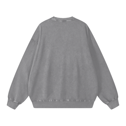 Sweatshirt,Casual,Street,Pure Cotton,Washed,Long Sleeve,Drop Shoulder,Spring,Autumn,Winter