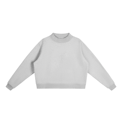 Sweatshirt,Casual,Cotton Blend,Long Sleeve,Drop Shoulder,Turtleneck,Crop,Spring,Autumn