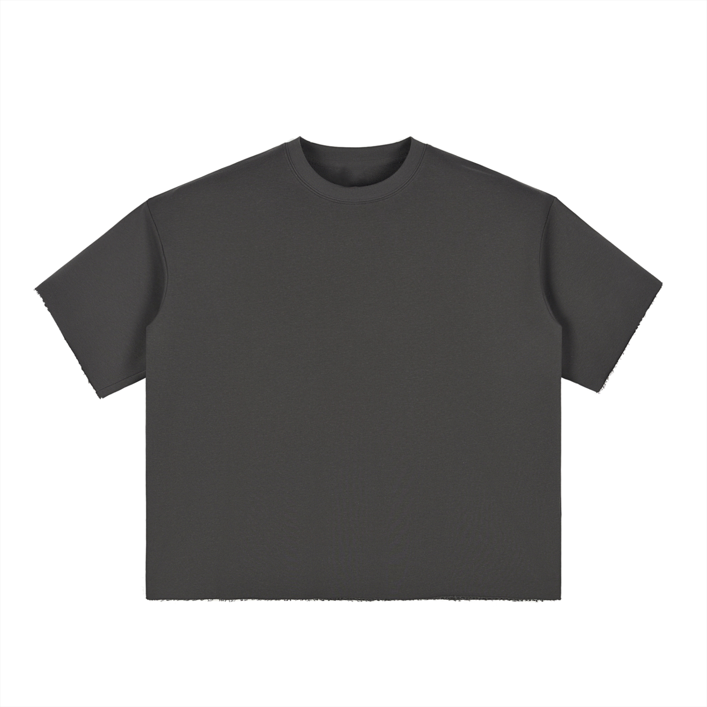 Boxy Half-Sleeve Raw-Edge T-Shirt