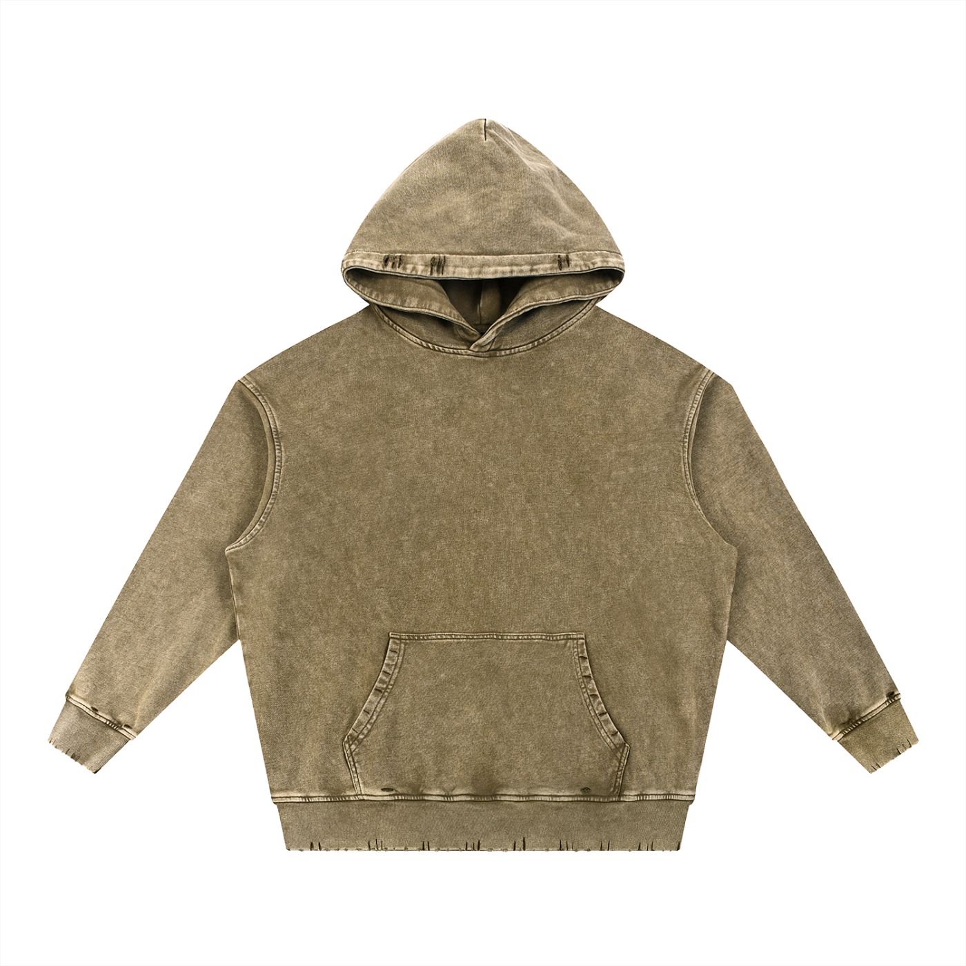 Sweatshirt,Street,Casual,Pure Cotton,Frayed,Pocket,Drop Shoulder,Hooded,Spring,Autumn