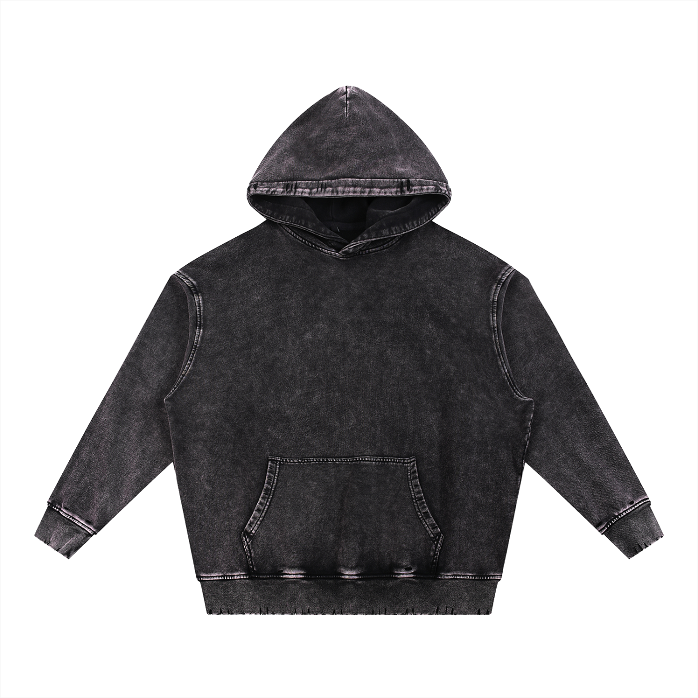 Sweatshirt,Street,Casual,Pure Cotton,Frayed,Pocket,Drop Shoulder,Hooded,Spring,Autumn