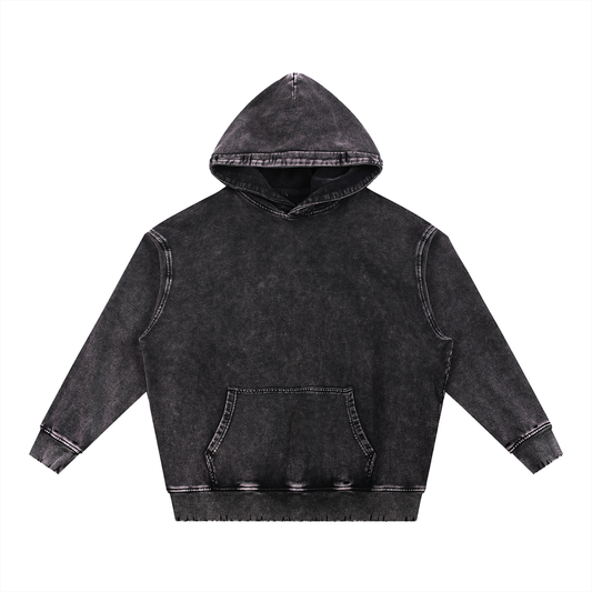 Sweatshirt,Street,Casual,Pure Cotton,Frayed,Pocket,Drop Shoulder,Hooded,Spring,Autumn
