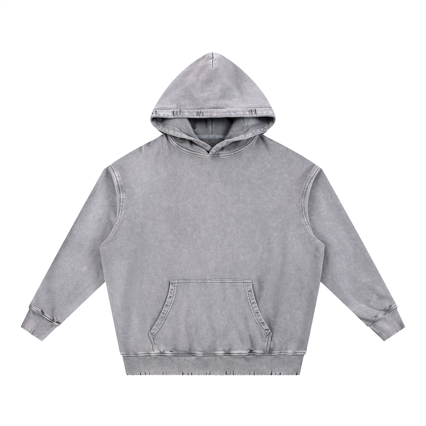 Sweatshirt,Street,Casual,Pure Cotton,Frayed,Pocket,Drop Shoulder,Hooded,Spring,Autumn