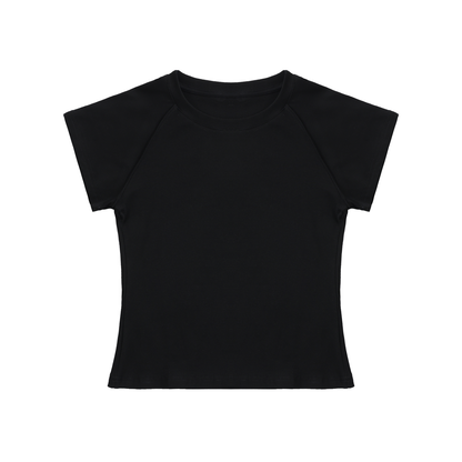 Solid Color Raglan Sleeve Crop Top