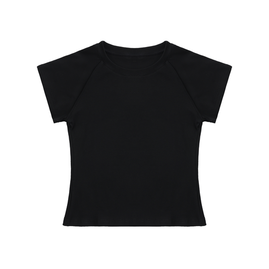 Solid Color Raglan Sleeve Crop Top