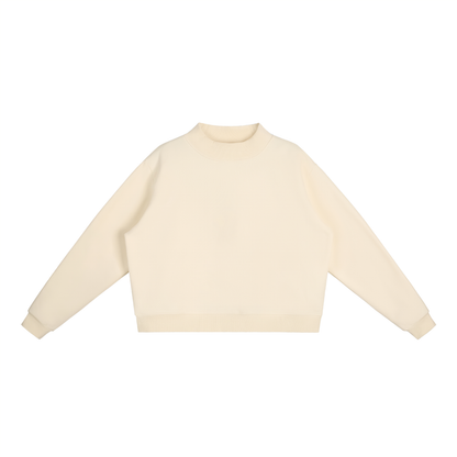 Sweatshirt,Casual,Cotton Blend,Long Sleeve,Drop Shoulder,Turtleneck,Crop,Spring,Autumn