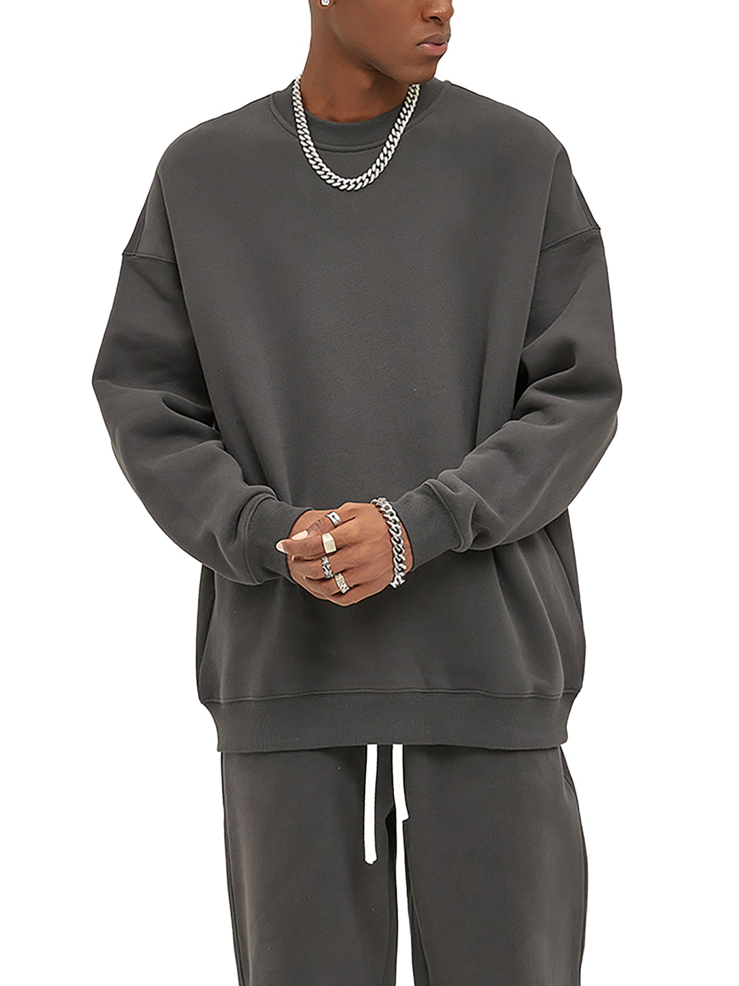 Sweatshirt,Casual,Street,Cotton Blend,Long Sleeve,Loose,Autumn,Winter