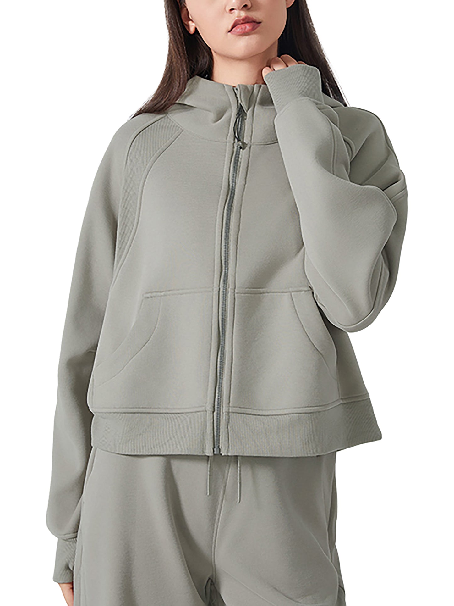 Cropped Zip-Through Hoodie