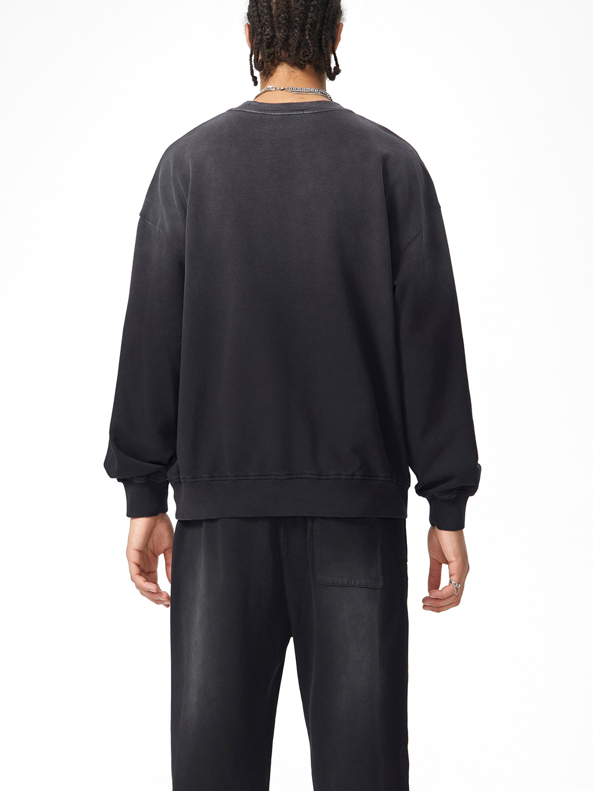 Sweatshirt,Street,Pure Cotton,Washed,Long Sleeve,Drop Shoulder,Round Neck,Spring,Autumn,Winter