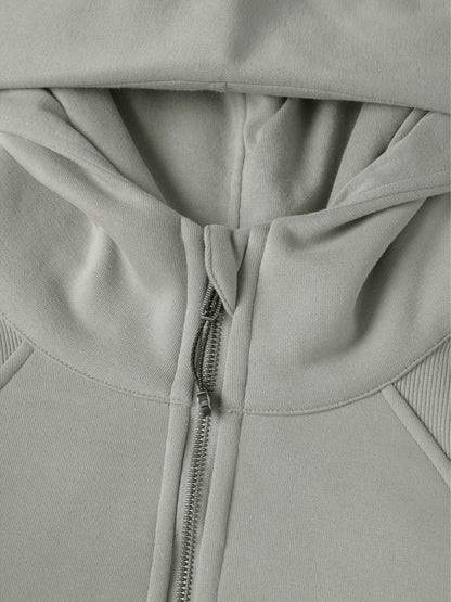 Cropped Zip-Through Hoodie