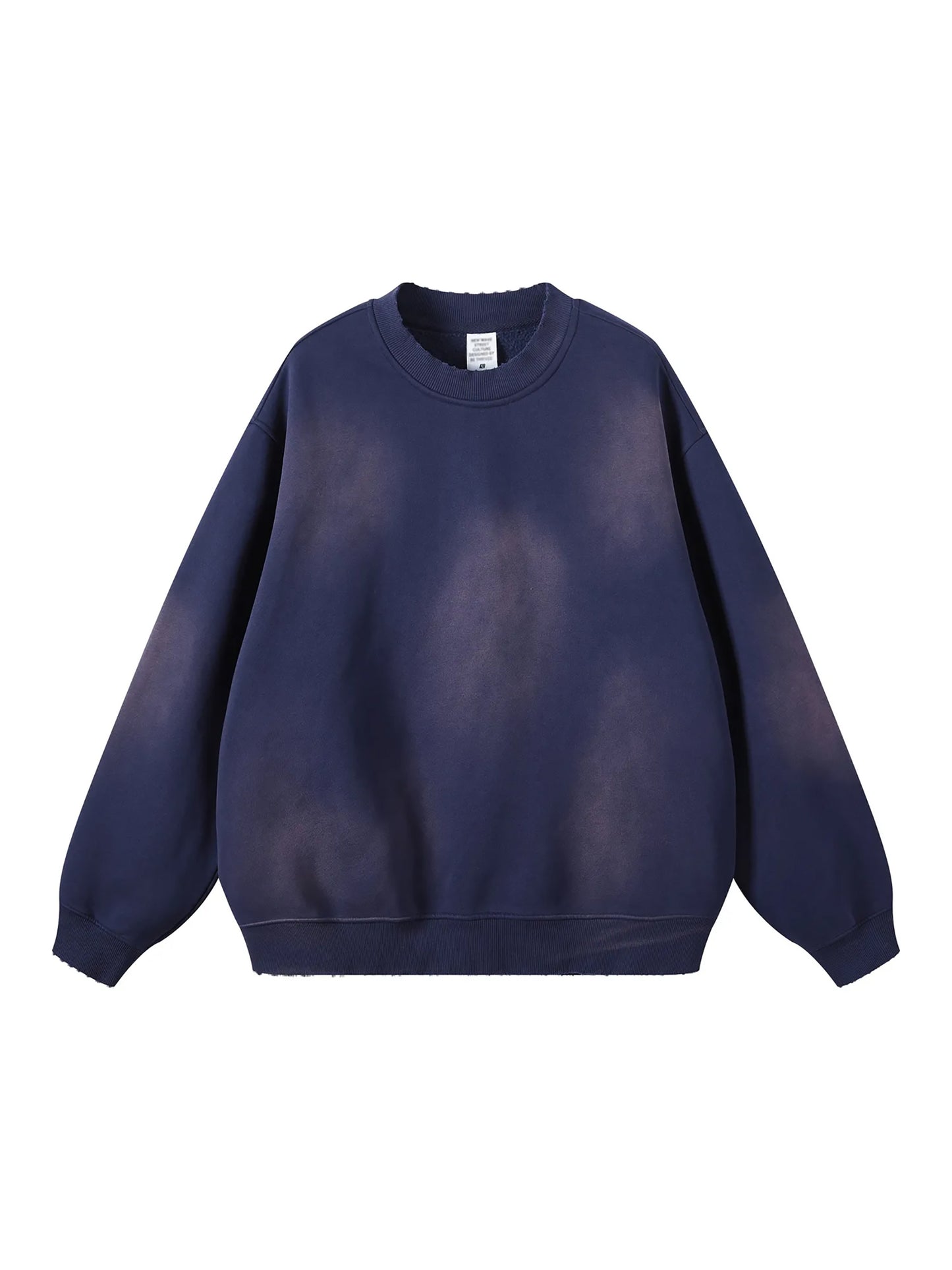 Sweatshirt,Casual,Street,Pure Cotton,Washed,Drop Shoulder,Round Neck,Autumn,Winter