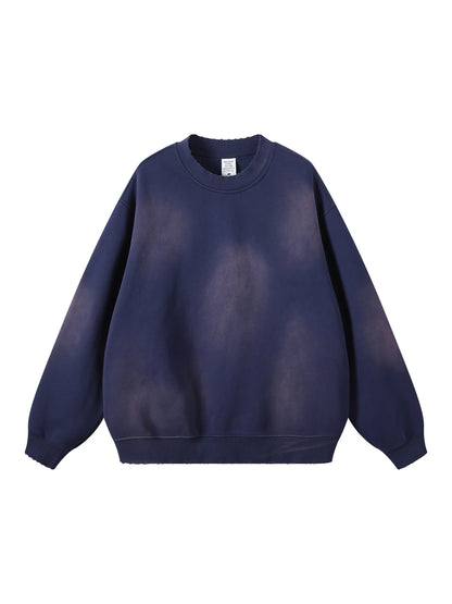 Sweatshirt,Casual,Street,Pure Cotton,Washed,Drop Shoulder,Round Neck,Autumn,Winter