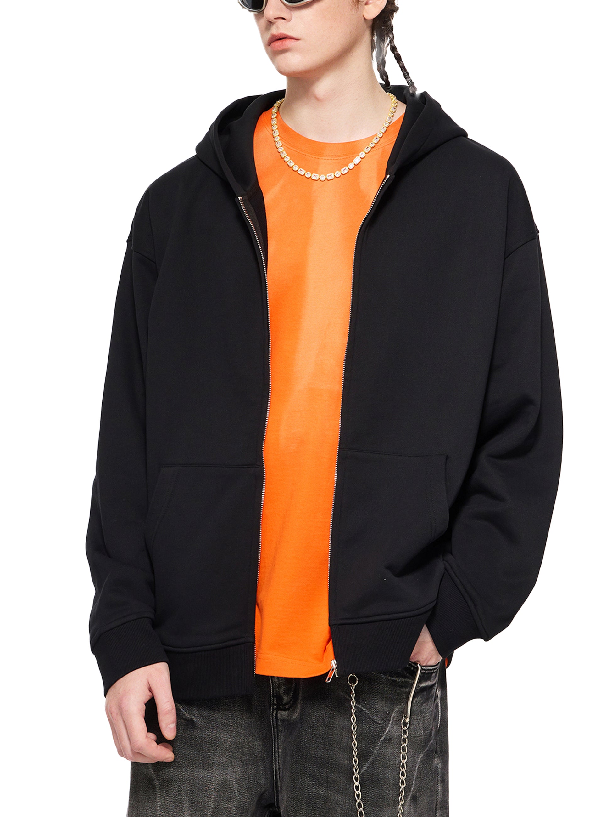 Man,Hoodie,Zip,Modern,Street