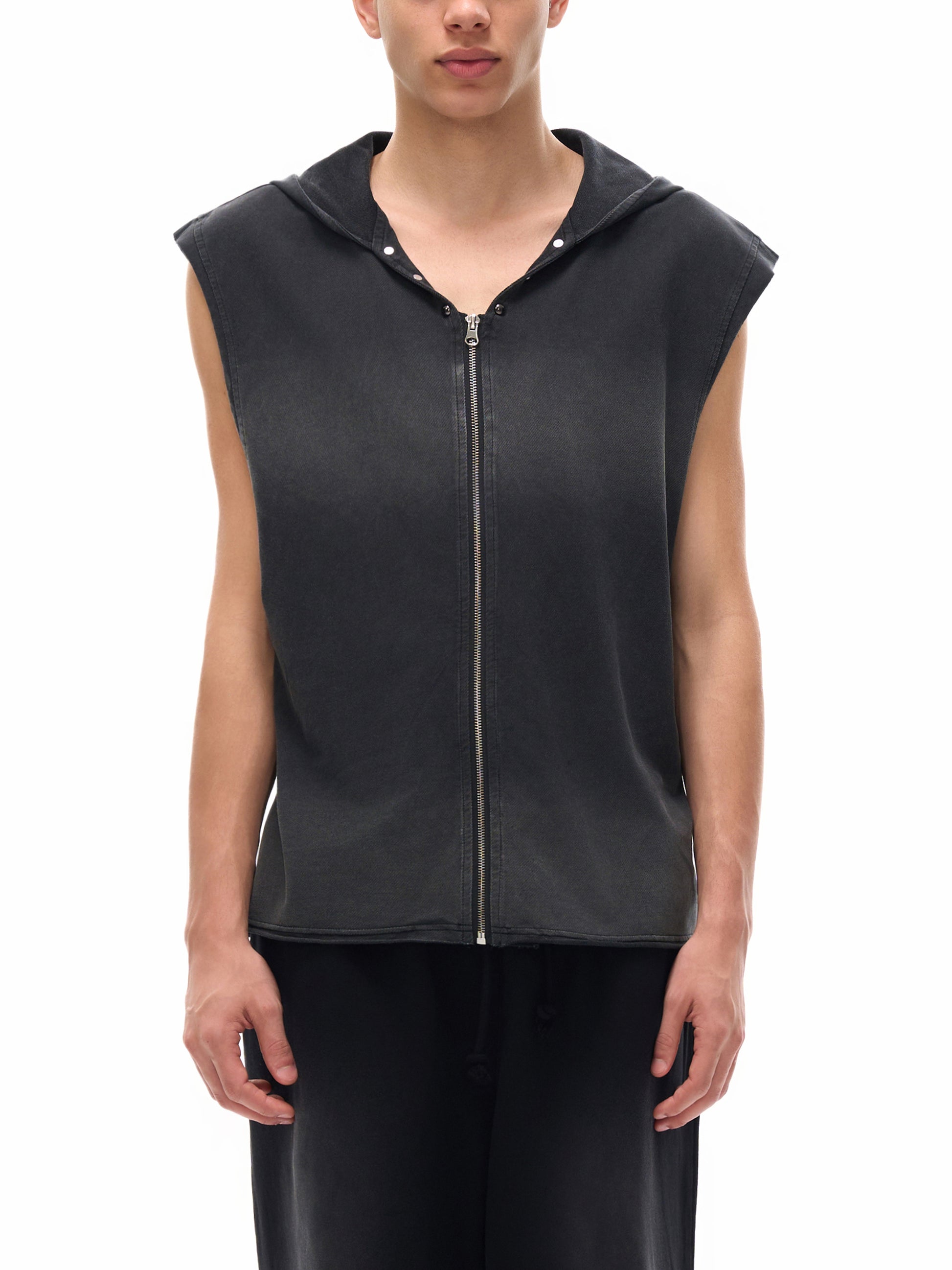 sleeveless,tank top,street,zip,hoodie