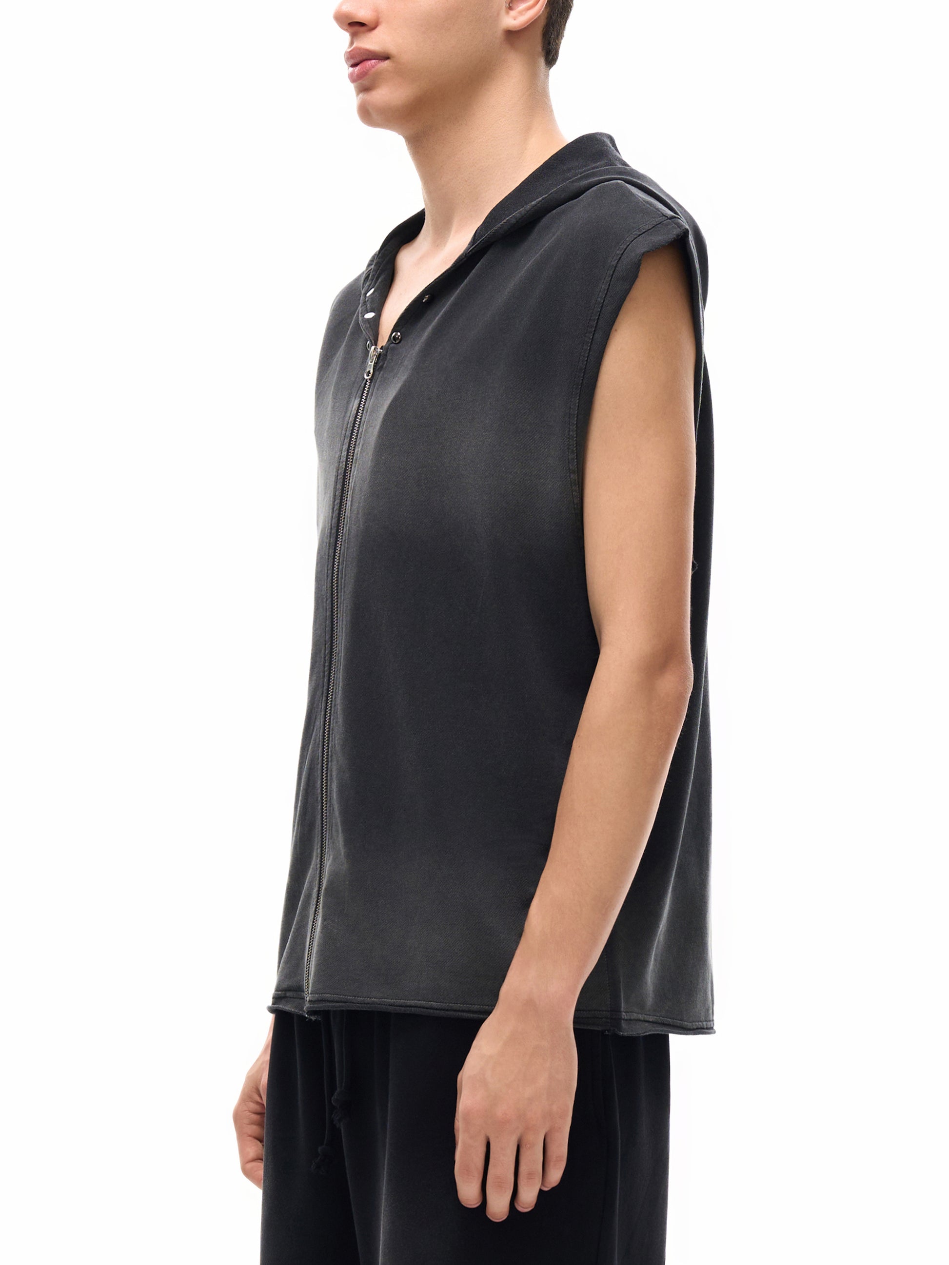 sleeveless,tank top,street,zip,hoodie