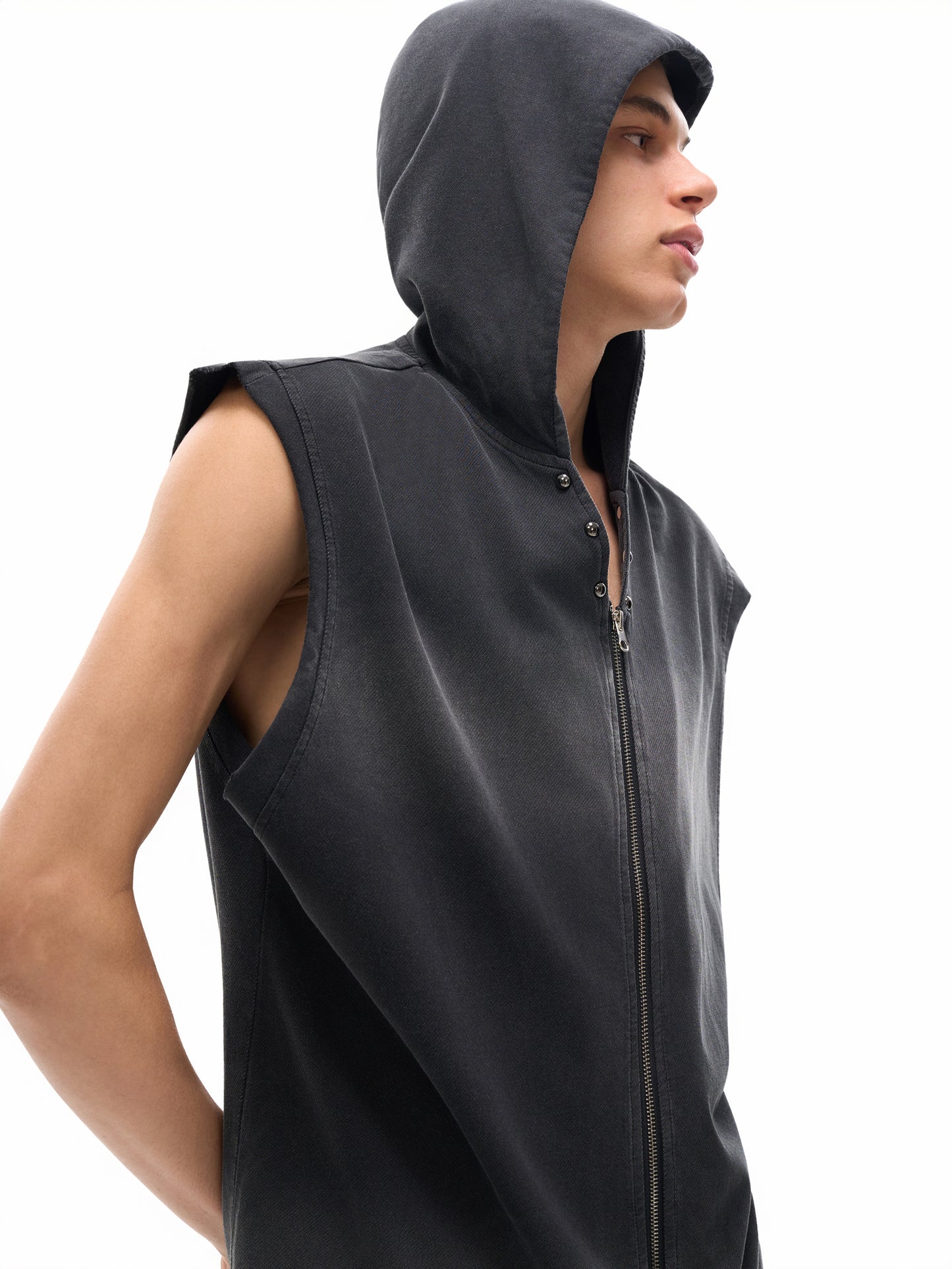 sleeveless,tank top,street,zip,hoodie