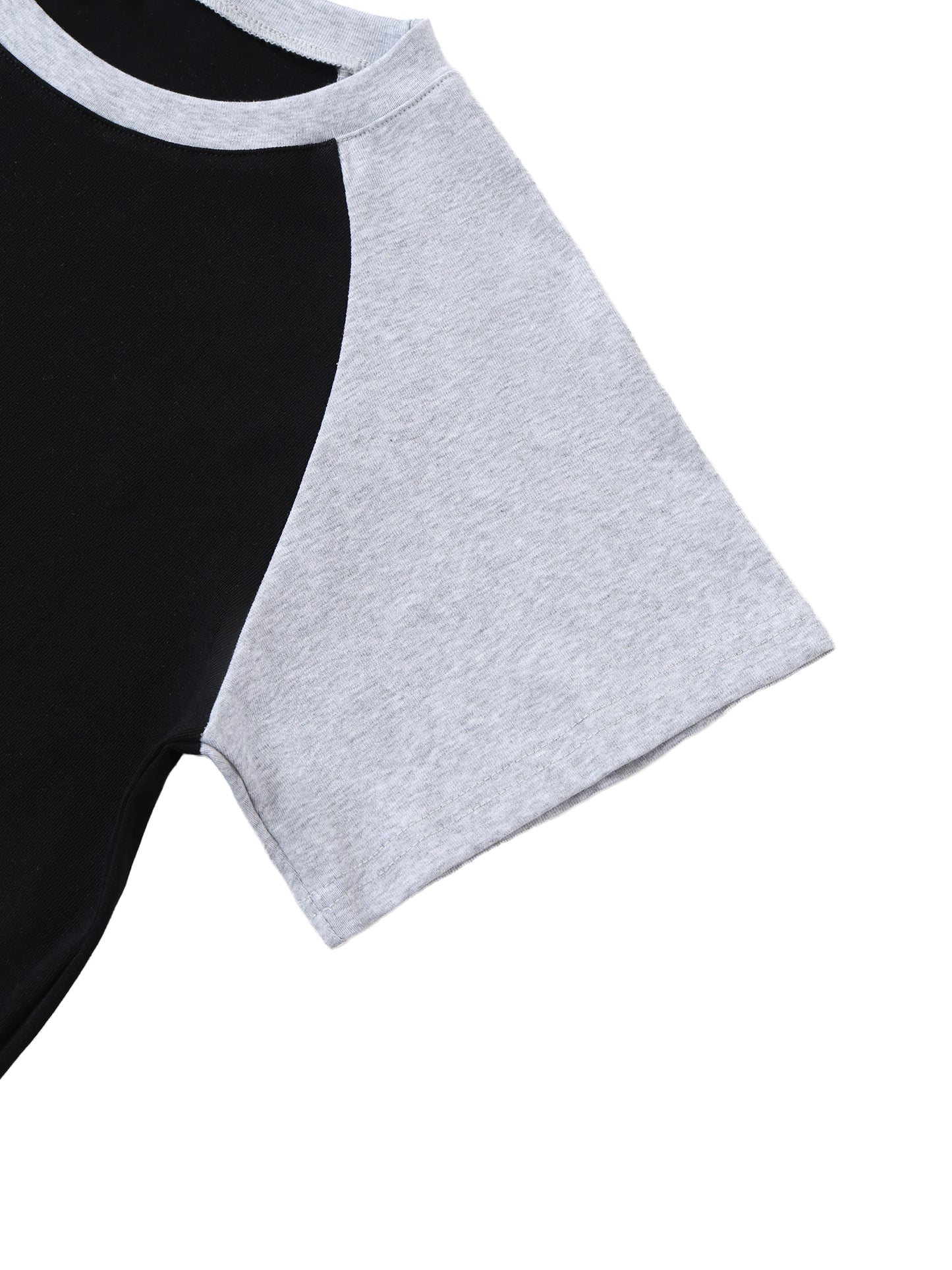 Color-Blocked Raglan Sleeve Crop Top