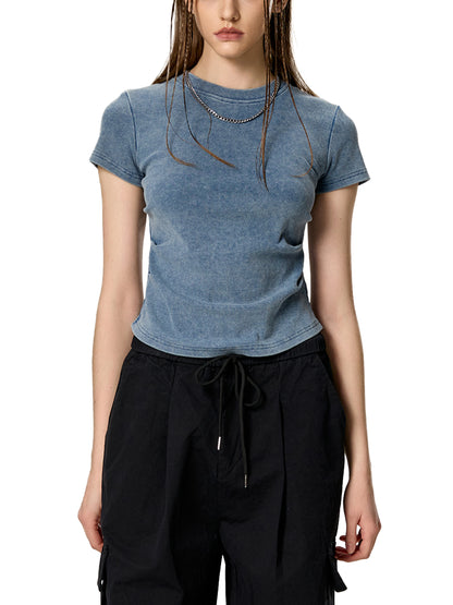 Vintage Washed Bodycon Cotton T-Shirt