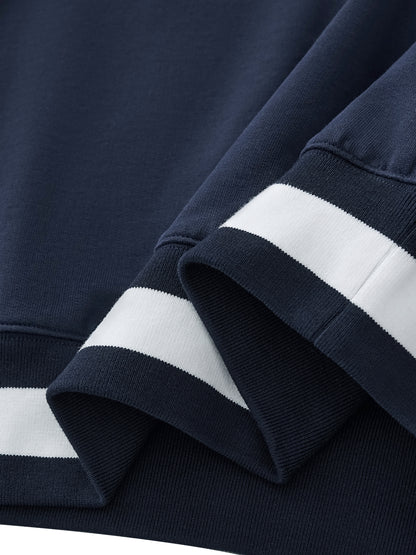 Sweatshirt,Casual,Pure Cotton,Long Sleeve,Drop Shoulder,V-Neck,Spring,Autumn