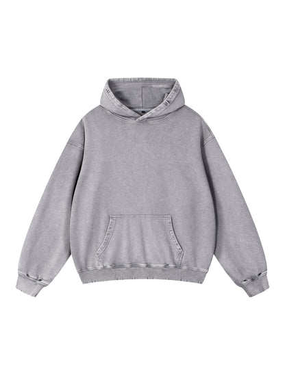 Sweatshirt,Street,Casual,Pure Cotton,Frayed,Pocket,Drop Shoulder,Hooded,Spring,Autumn
