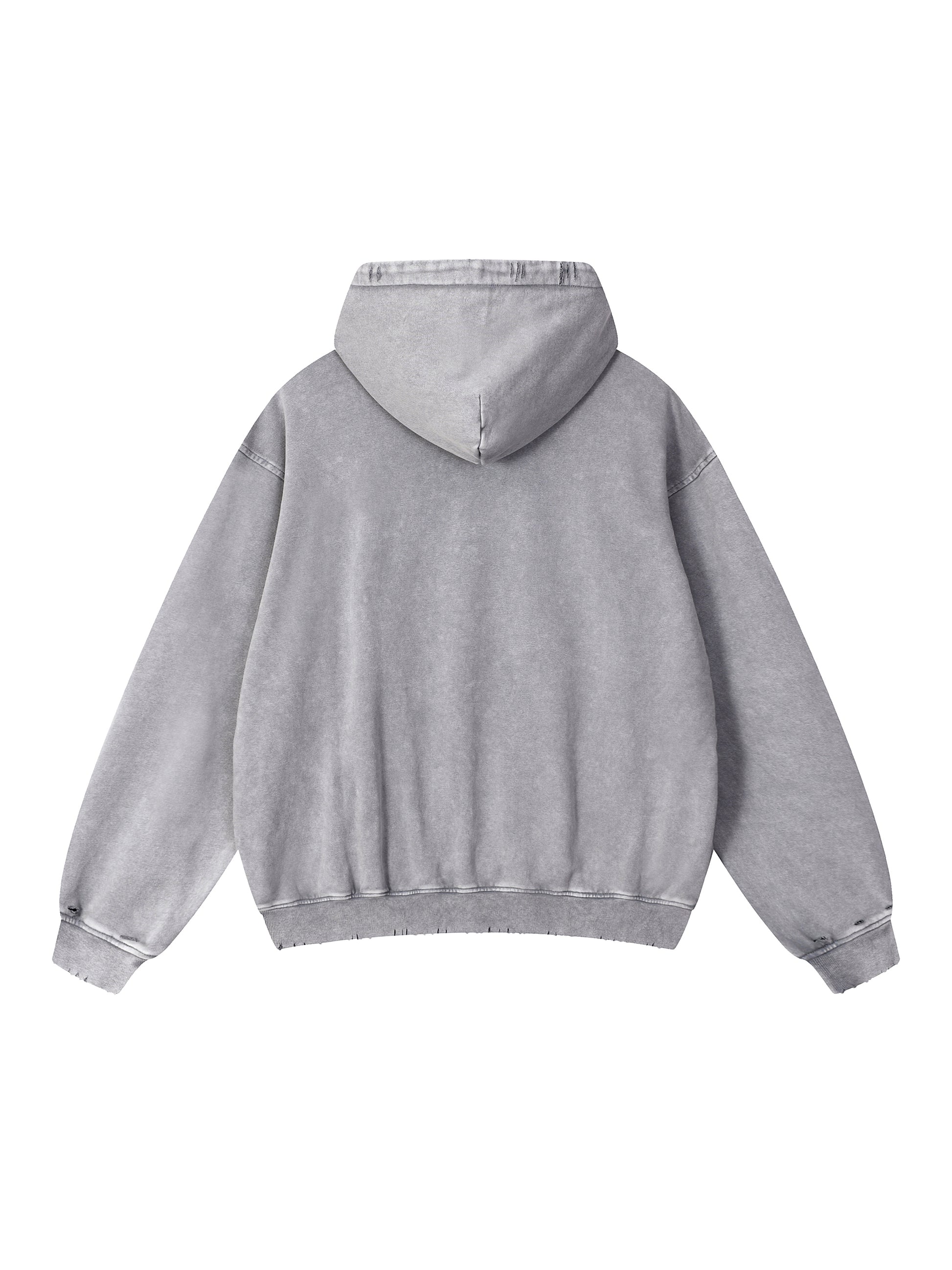 Sweatshirt,Street,Casual,Pure Cotton,Frayed,Pocket,Drop Shoulder,Hooded,Spring,Autumn