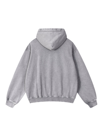 Sweatshirt,Street,Casual,Pure Cotton,Frayed,Pocket,Drop Shoulder,Hooded,Spring,Autumn