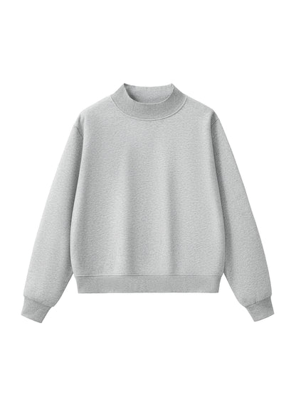 Sweatshirt,Casual,Cotton Blend,Long Sleeve,Drop Shoulder,Turtleneck,Crop,Spring,Autumn