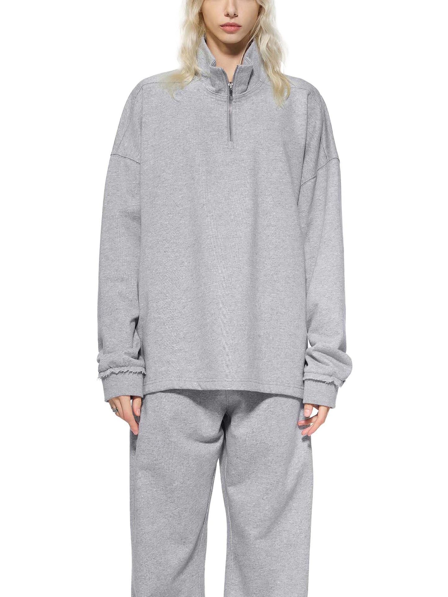 Sweatshirt,Casual,Preppy,Street,Cotton Blend,Zipper,Stand Collar,Autumn,Winter