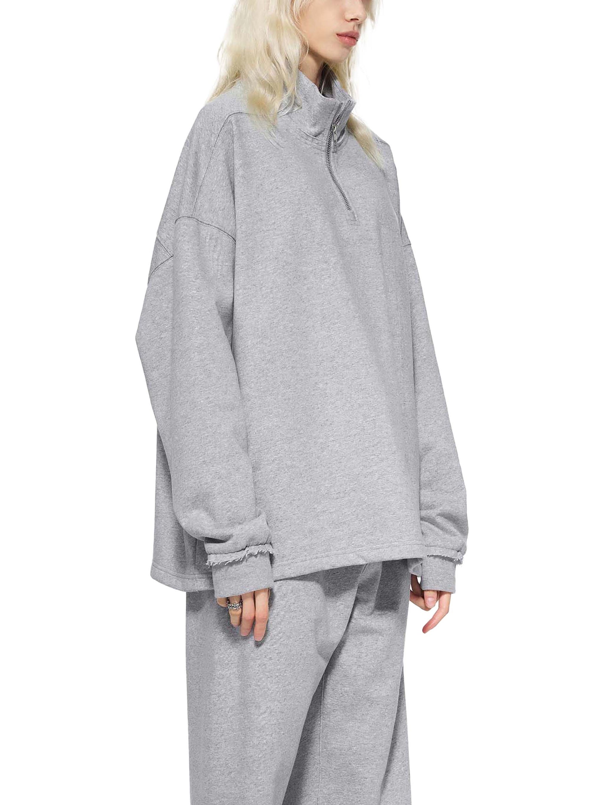 Sweatshirt,Casual,Preppy,Street,Cotton Blend,Zipper,Stand Collar,Autumn,Winter