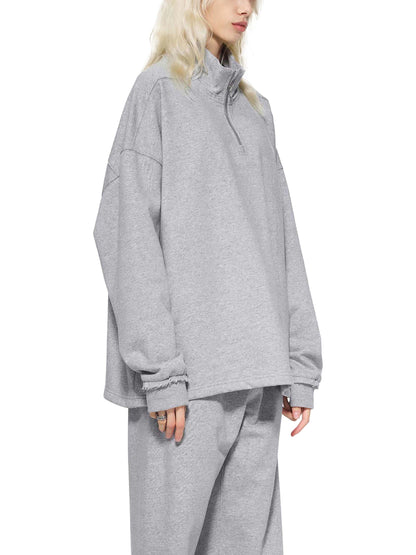 Sweatshirt,Casual,Preppy,Street,Cotton Blend,Zipper,Stand Collar,Autumn,Winter