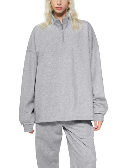 Sweatshirt,Casual,Preppy,Street,Cotton Blend,Zipper,Stand Collar,Autumn,Winter