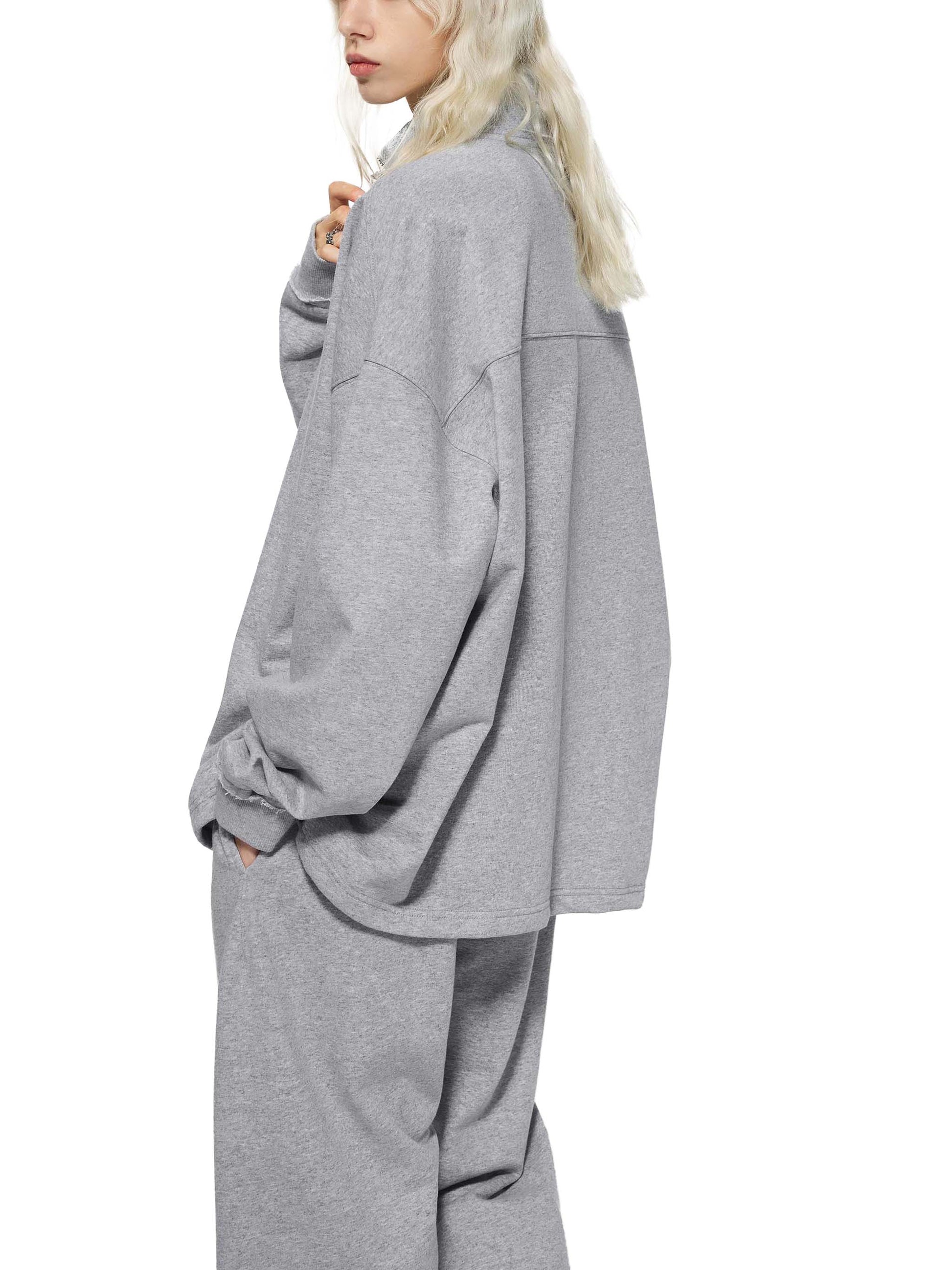 Sweatshirt,Casual,Preppy,Street,Cotton Blend,Zipper,Stand Collar,Autumn,Winter