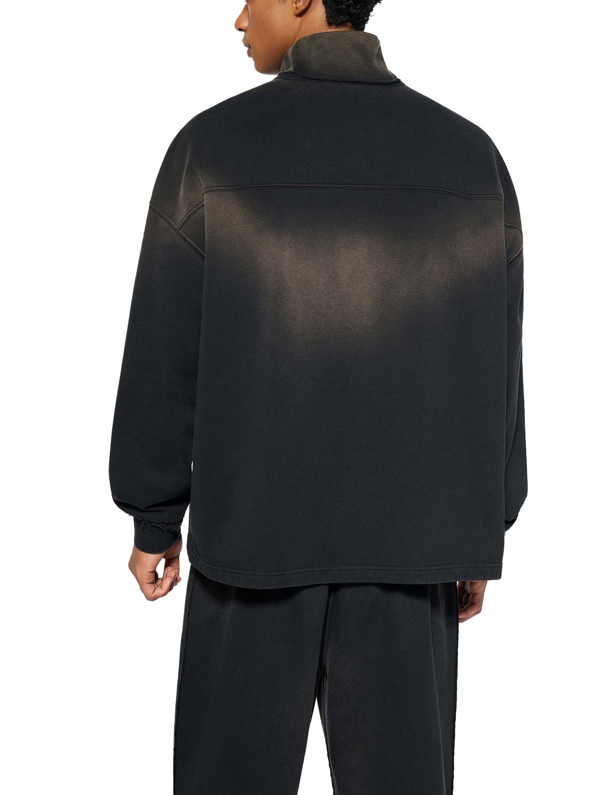 Sweatshirt,Vintage,Daily Casual,Cotton Blend,Washed,Long Sleeve,Drop Shoulder,Stand Collar,Spring,Autumn