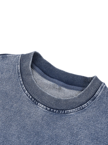 Sweatshirt,Casual,Sporty,Street,Daily Casual,Sport,Cotton Blend,Snow Wash,Long Sleeve,Drop Shoulder