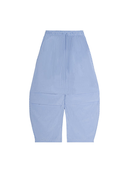Vertical Stripe Drawstring Barrel Pants