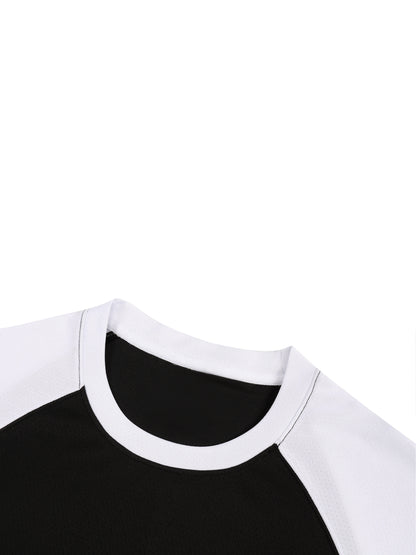 Contrast Raglan Sleeve Mesh T-Shirt